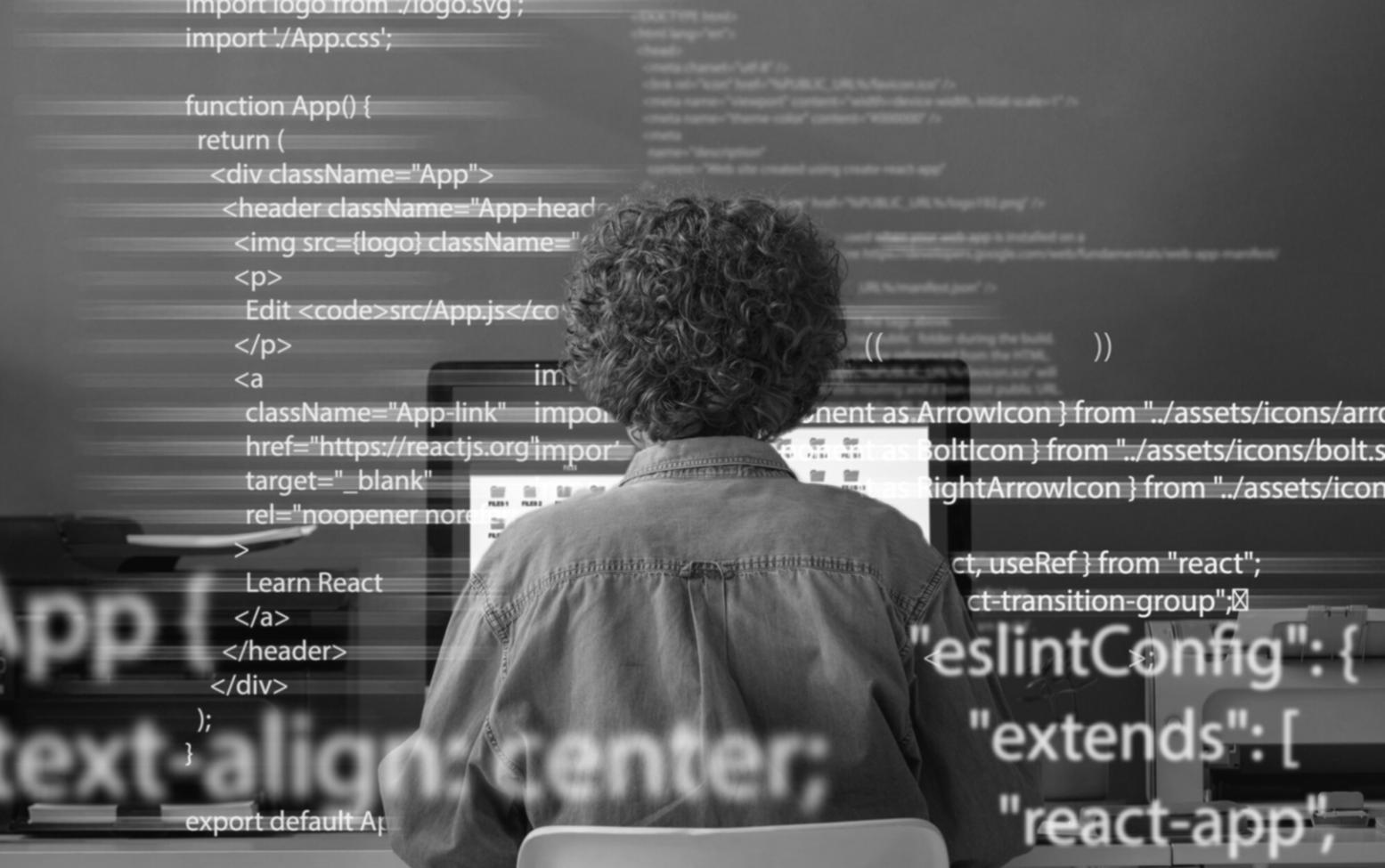 Software testing specialist reviewing code quality metrics on multiple displays in modern office environment